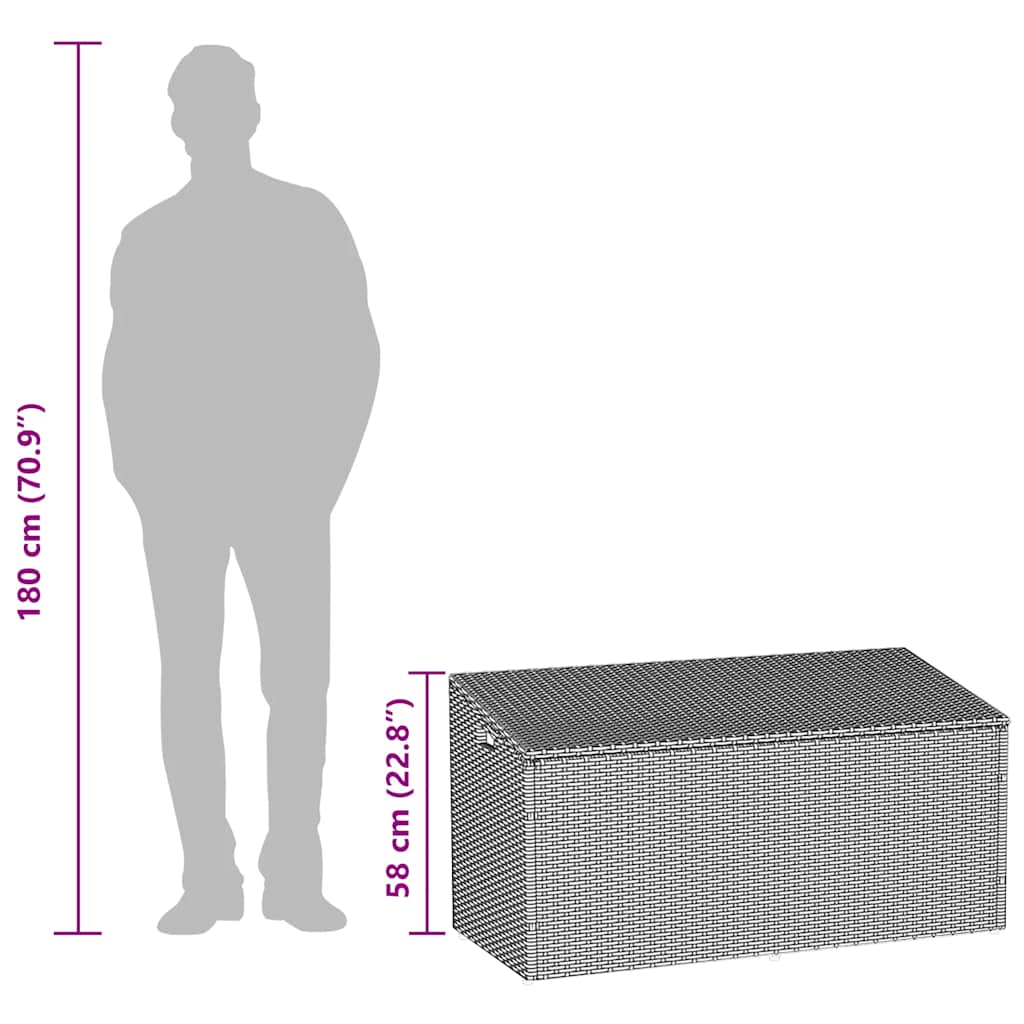 Garden Storage Box Light Grey 110x50x58 cm Poly Rattan